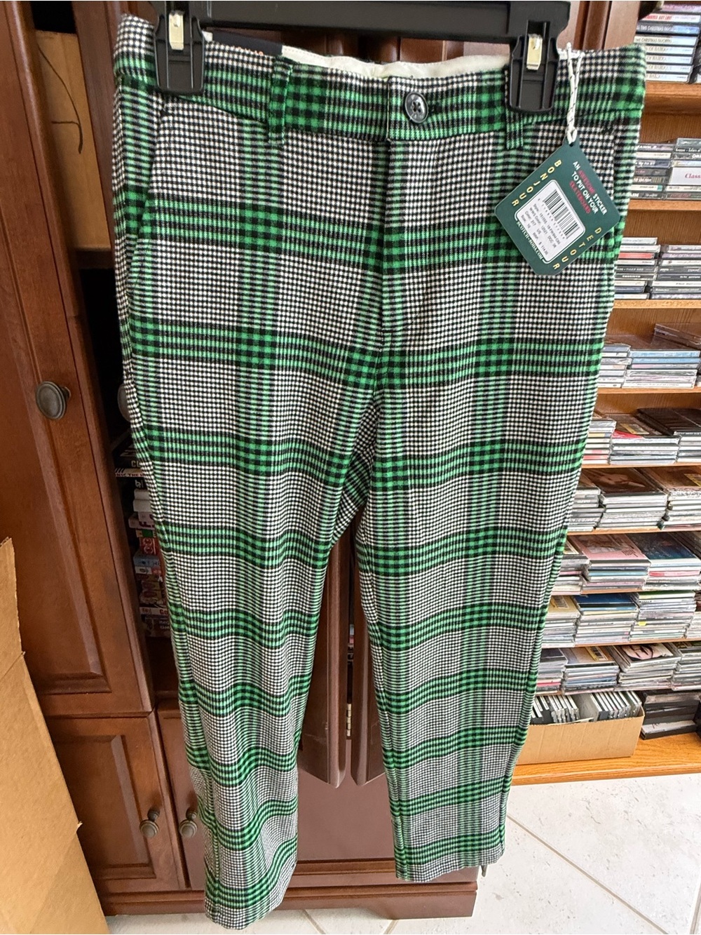 Scotch & Soda Black, White & Green Plaid Chinos